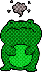 funny cartoon doodle frog
