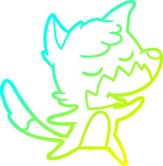 cold gradient line drawing friendly cartoon fox