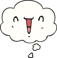cute happy cartoon face and thought bubble