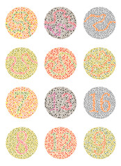 circle plate with numbers form blind color Ishihara test