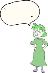 speech bubble cartoon alien woman