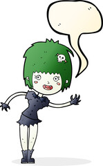 cartoon vampire girl with speech bubble