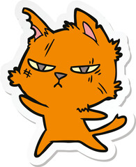 sticker of a tough cartoon cat