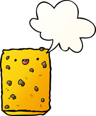 cartoon biscuit and speech bubble in smooth gradient style