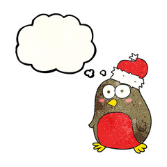 thought bubble textured cartoon robin