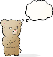 cartoon teddy bear with thought bubble