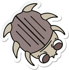 sticker of a quirky hand drawn cartoon beetle