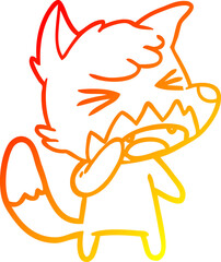 warm gradient line drawing angry cartoon fox