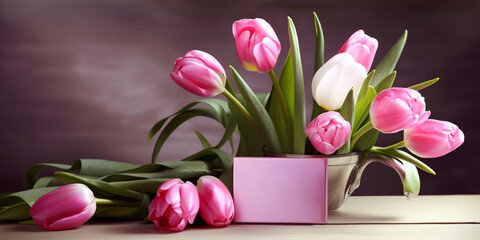 Blumen zum Muttertag, Tulpenstrauß, generative AI