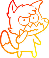 warm gradient line drawing cartoon annoyed fox