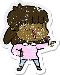 distressed sticker of a cartoon woman