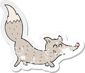 retro distressed sticker of a cartoon little wolf