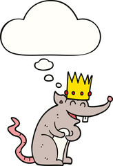 cartoon rat king laughing and thought bubble