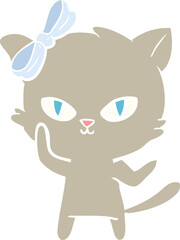 cute flat color style cartoon cat