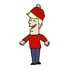 cartoon man wearing winter hat