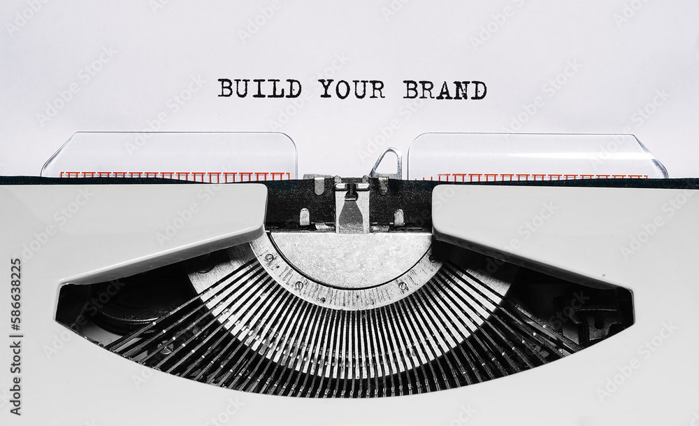Poster text build your brand typed on retro typewriter
