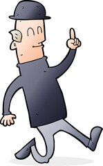 cartoon man wearing bowler hat