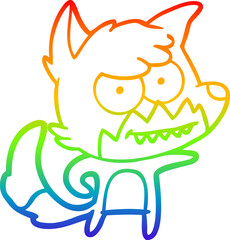 rainbow gradient line drawing cartoon grinning fox