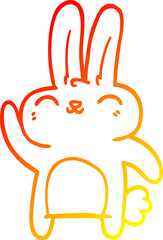 warm gradient line drawing cartoon happy rabbit