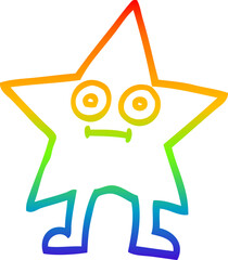 rainbow gradient line drawing cartoon star character