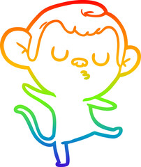 rainbow gradient line drawing cartoon monkey