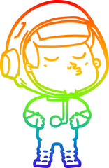 rainbow gradient line drawing cartoon confident astronaut