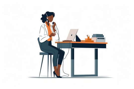 vector image of a woman working as a sales representative, vector, flat design style, character, cartoon, office worker, employee, cute concept vector illustration in flat style. generative ai