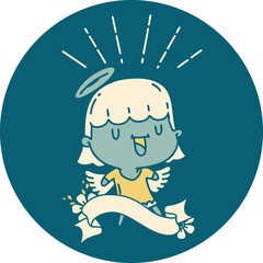icon of tattoo style singing angel