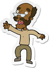 sticker of a cartoon frightened old man