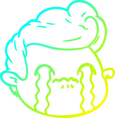 cold gradient line drawing cartoon crying boy