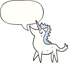 cartoon unicorn and speech bubble