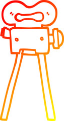 warm gradient line drawing cartoon film camera