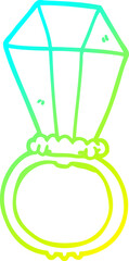 cold gradient line drawing cartoon engagement ring