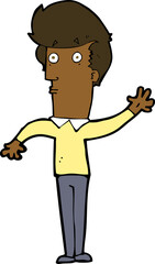 cartoon nervous man waving