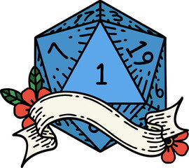 natural one d20 dice roll illustration