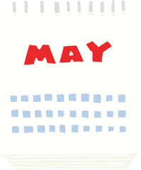 flat color illustration of a cartoon calendar showing month of may