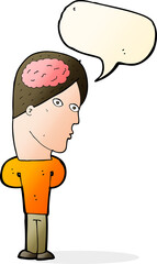 cartoon man with big brain with speech bubble