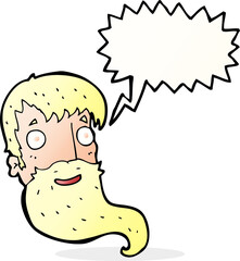 cartoon bearded man with speech bubble