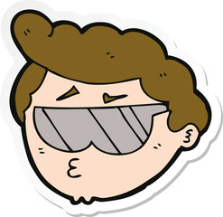 sticker of a cartoon boy wearing sunglasses