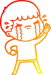 warm gradient line drawing cartoon man crying