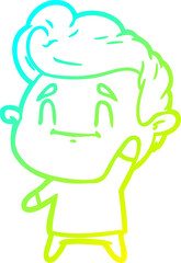 cold gradient line drawing happy cartoon man