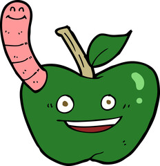 cartoon apple with worm