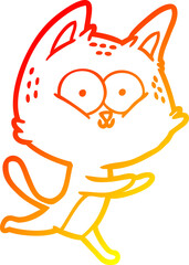 warm gradient line drawing cartoon cat running