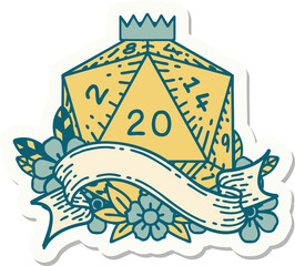 natural twenty D20 dice roll sticker