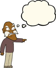 Fototapeta premium cartoon furious old man with thought bubble