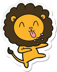sticker of a happy cartoon lion
