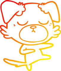 Obraz premium warm gradient line drawing cute cartoon dog