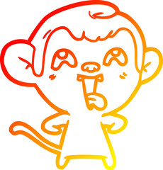 warm gradient line drawing crazy cartoon monkey