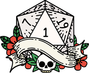 natural one d20 dice roll illustration