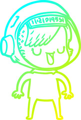 cold gradient line drawing cartoon astronaut woman